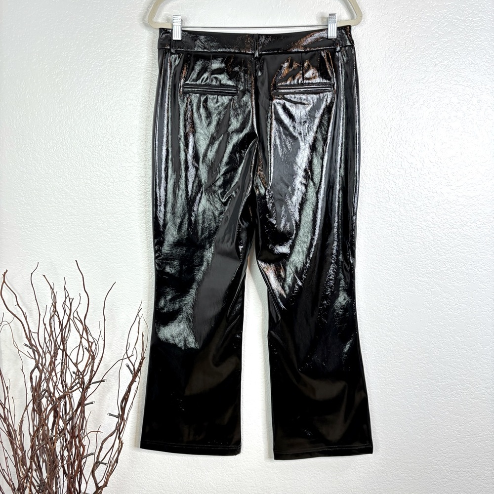 NWT 7 FOR ALL MANKIND Faux Black Patent Leather Easy Trouser - Large - Picture 3 of 6